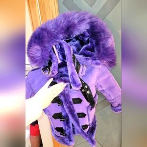 Girls faux sherling jacket purple 2T